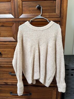 Madewell Cream Ribbed Crewneck Sweater